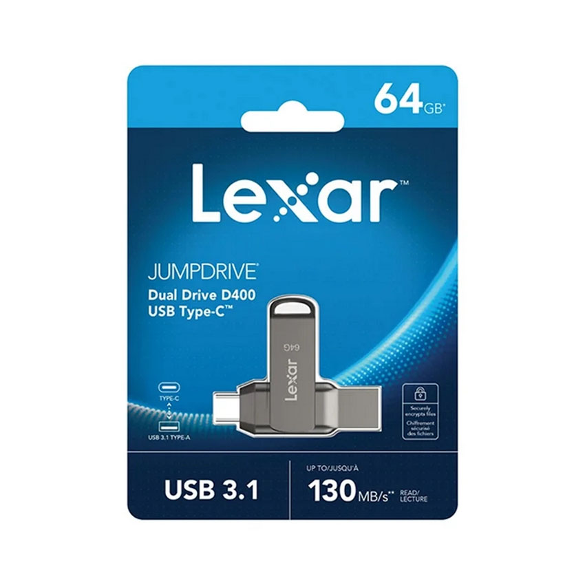 USB Lexar 64GB USB 3.1 Type-C JumpDrive D400 (LJDD400064G-BNQNG) 1