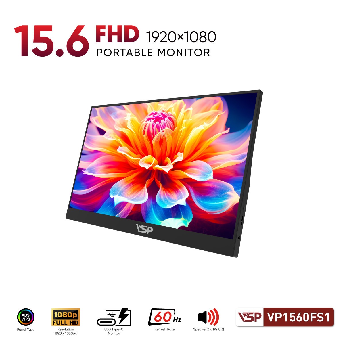 Màn hình di động VSP VP1560FS1 (15.6 inch/FHD/IPS/62Hz/5ms/loa) - Hình 2