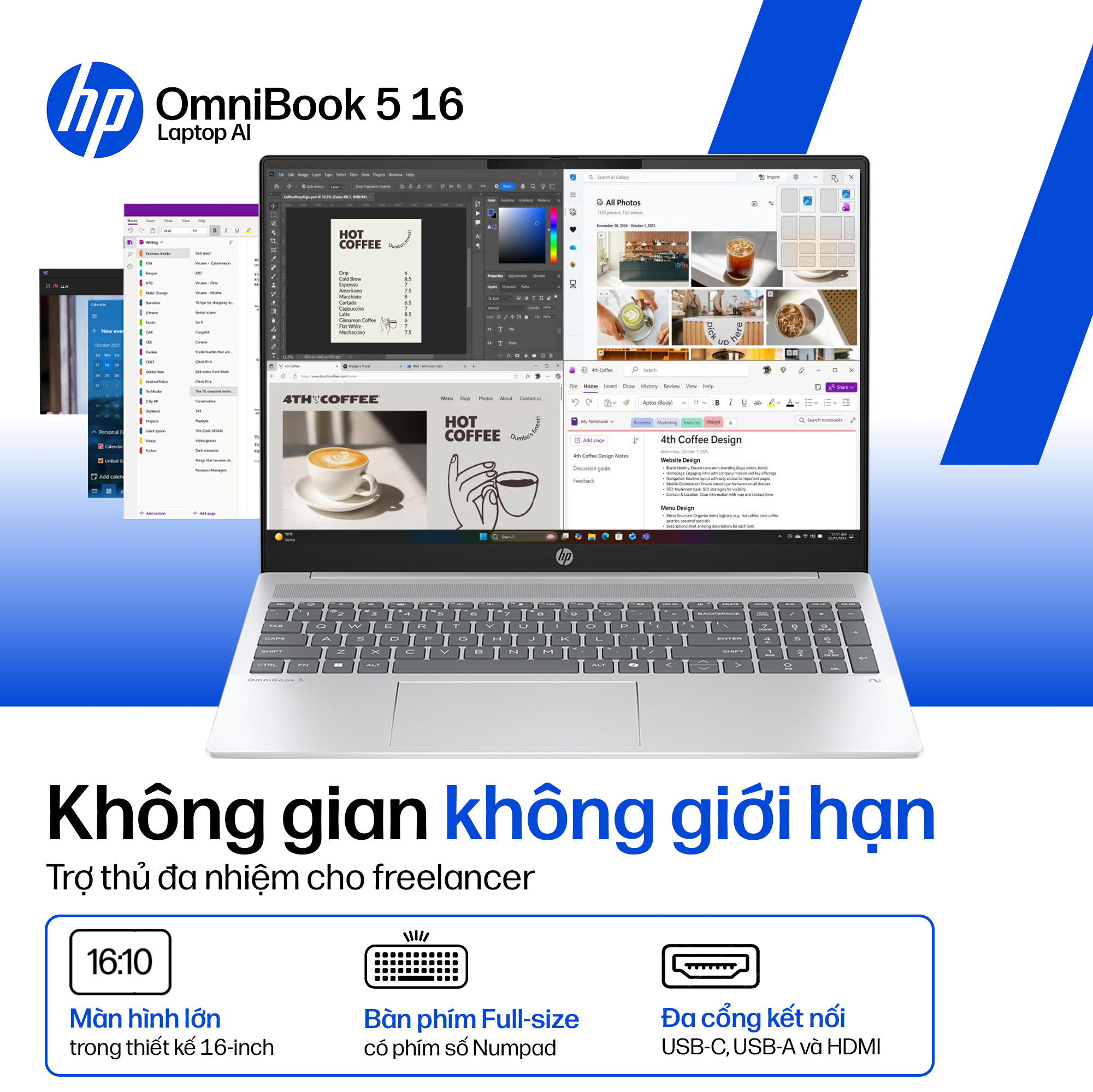 Laptop HP OmniBook 7 16-az0038TU C2CX1PA (Core 5 210U/24GB RAM/512GB SSD/16 WUXGA/Win11&OfficeHS24+3 - Hình 3
