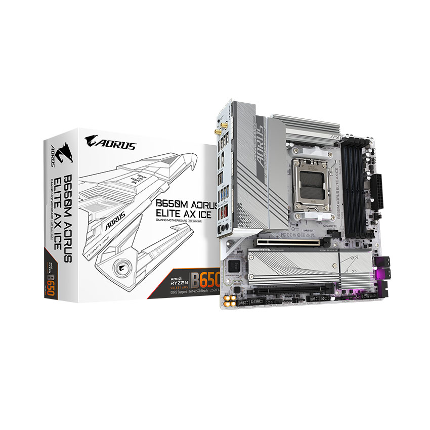 Mainboard Gigabyte B650M AORUS ELITE AX ICE DDR5 chính hãng