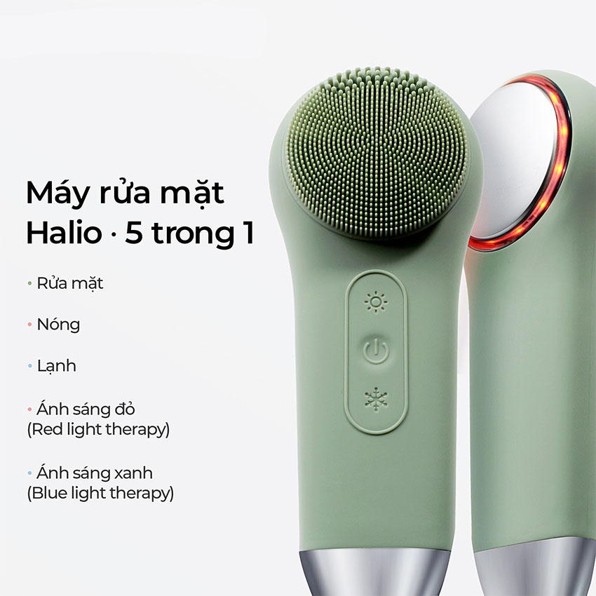 Máy Rửa Mặt Massage Tích Hợp Liệu Pháp Ánh Sáng Và Nhiệt Halio Multi-task Cleansing & Massaging Device with Red Blue Light Therapy 5 in 1 - Màu Xanh Lá 8