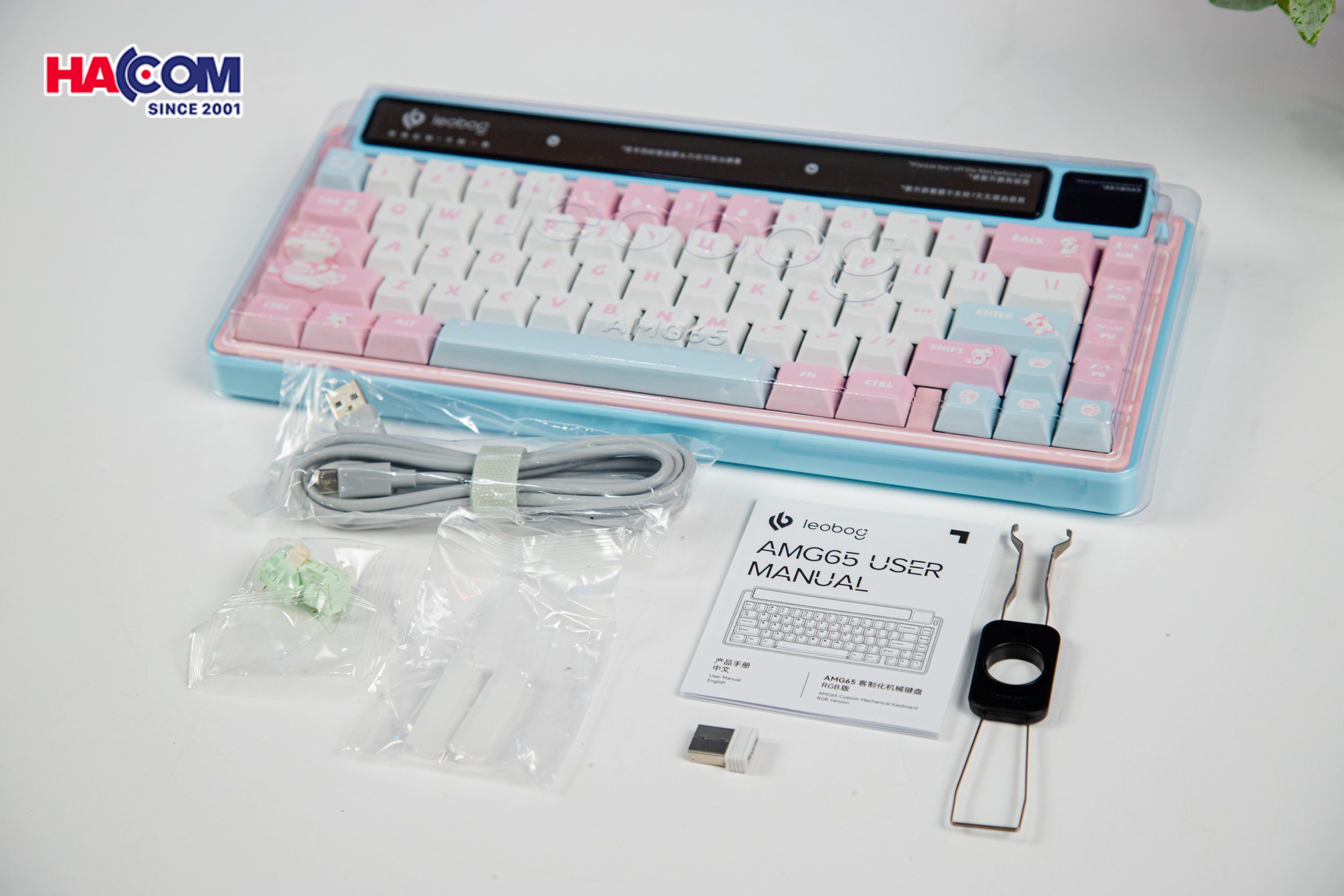 Bàn phím cơ LEOBOG AMG65 (3 Mode/ Hồng + Trắng + Xanh Dương/ Jadeite switch) - Hình 6