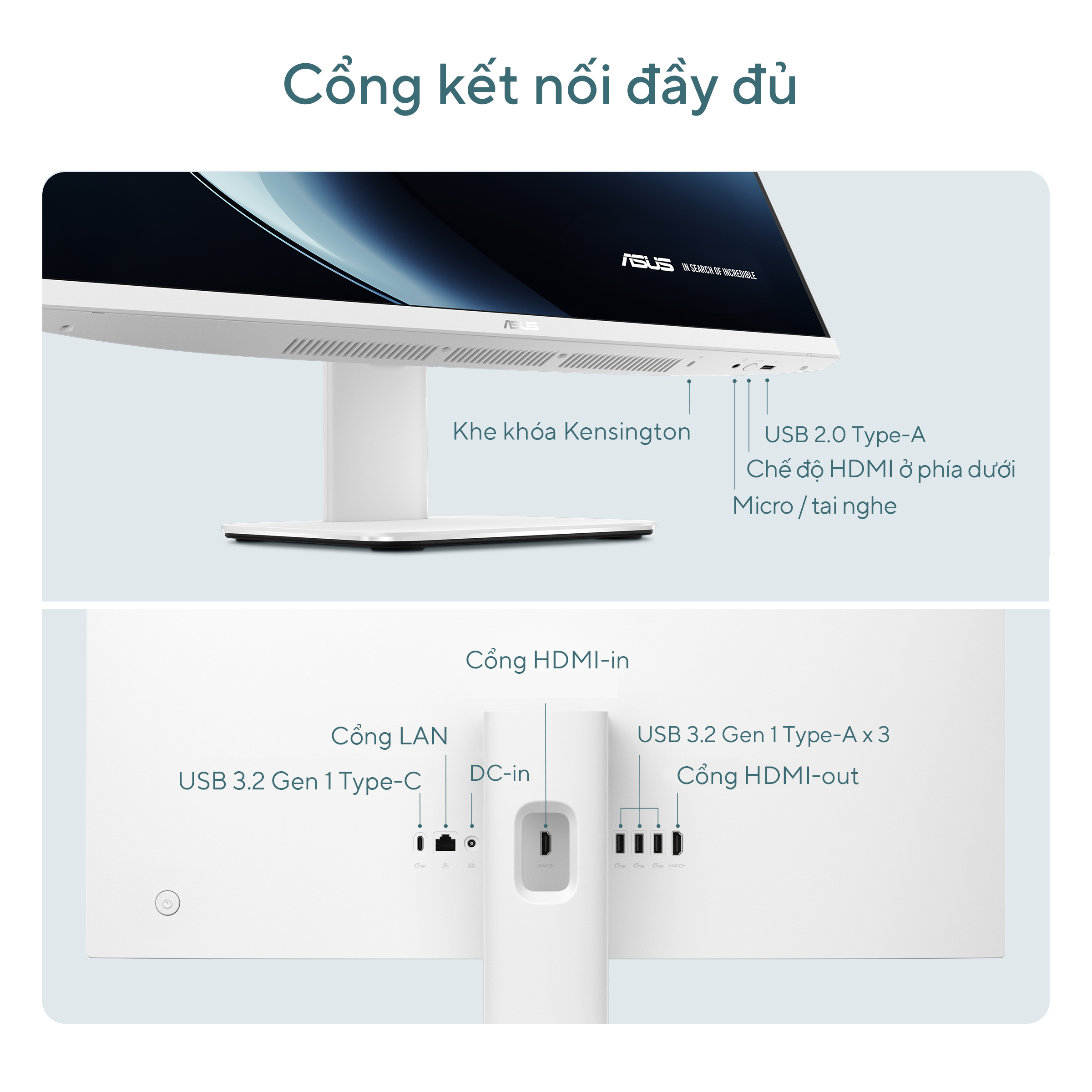 PC All in one Asus V440VAK-WPC406W (Core 3-100U/ 8GD5/ 512G/ 23.8 FHD 100Hz/ CAM/ MIC/ W6E/ BT/ WL_K - Hình 6