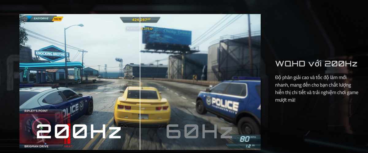 Tần số quét 200Hz siêu cao của màn hình 200Hz Gigabyte tạo ra chuyển động mượt mà 