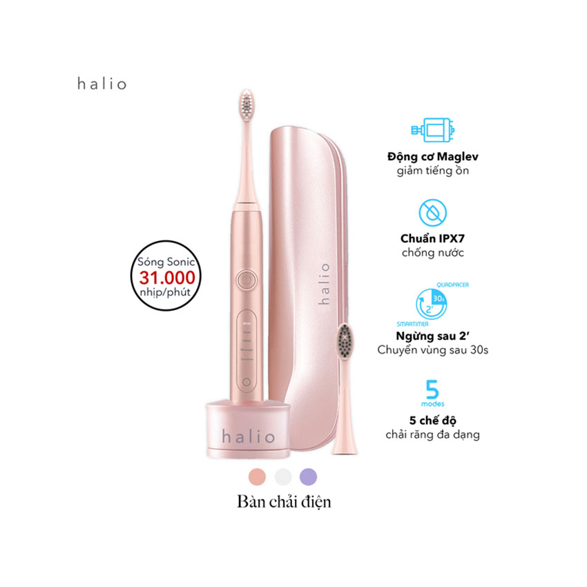 Bàn Chải Điện Halio Sonic Whitening Pro - Màu Hồng 8