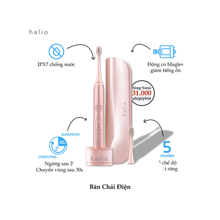 Bàn Chải Điện Halio Sonic Whitening Pro - Màu Hồng 6