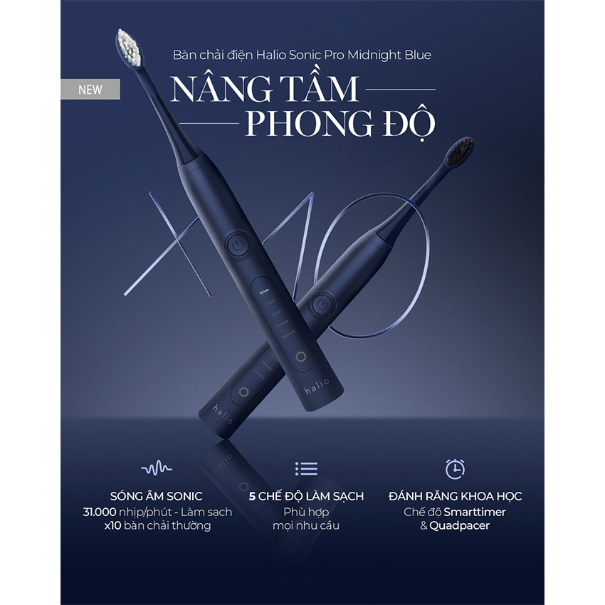 Bàn Chải Điện Halio Sonic Whitening Pro - Màu Xanh Đậm 5