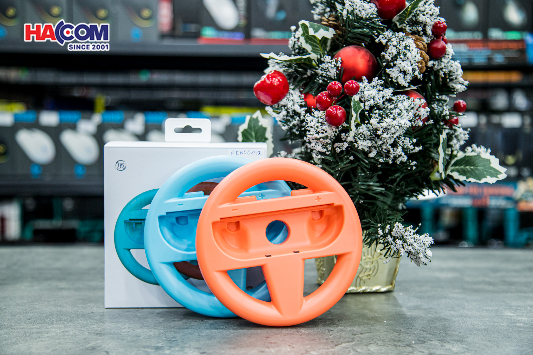 Bộ vô lăng steering wheel for Nintendo Switch 2 màu xanh pha cam JYS-NS2261 2