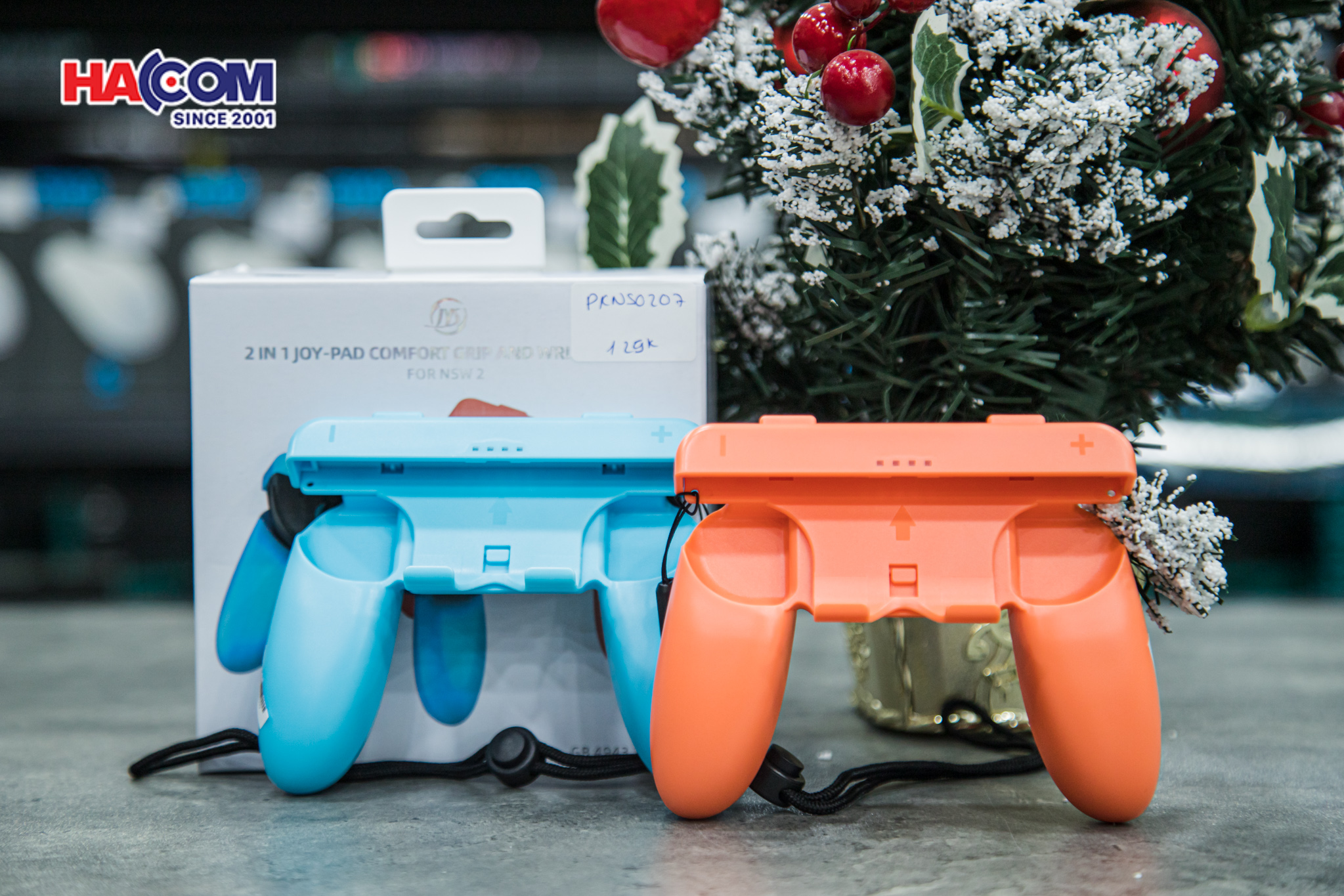 Vỏ tay cầm bằng nhựa có dây đeo Grip Controller for Switch 2 Twin Pack 2 in 1 màu xanh pha cam JYS-NS2276 11