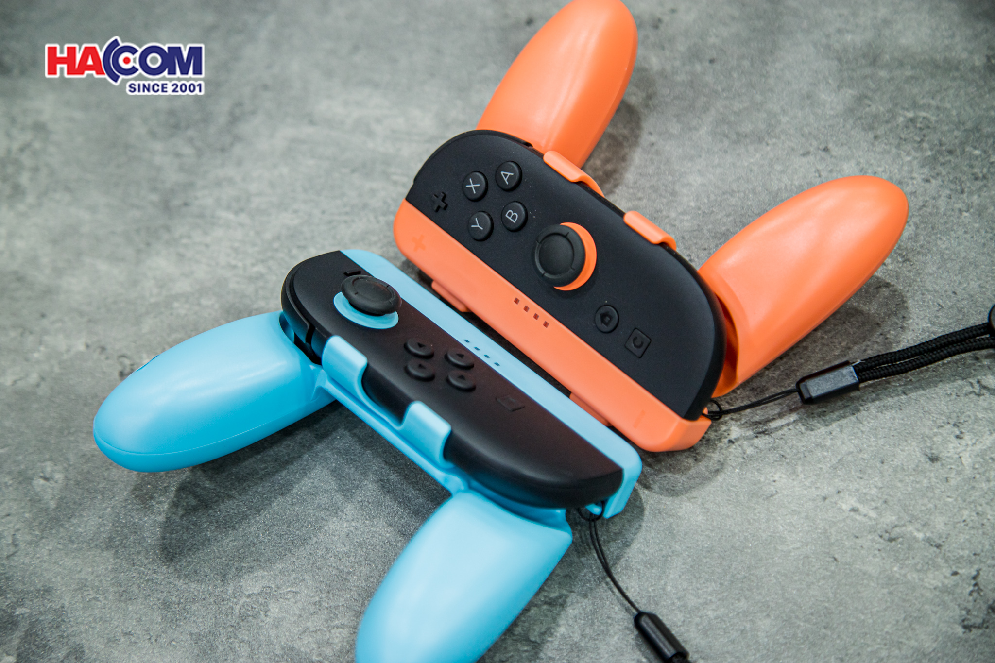 Vỏ tay cầm bằng nhựa có dây đeo Grip Controller for Switch 2 Twin Pack 2 in 1 màu xanh pha cam JYS-NS2276 14