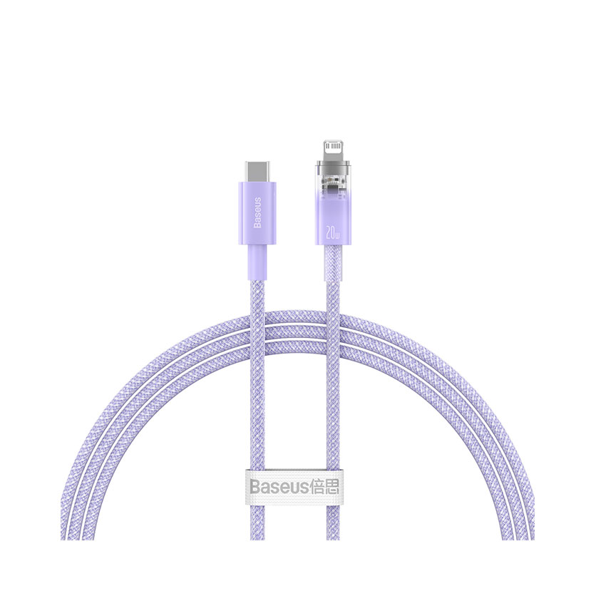 Cáp sạc nhanh Baseus Explorer Series with smart temperature control Type-C to iP 20W 1m màu tím