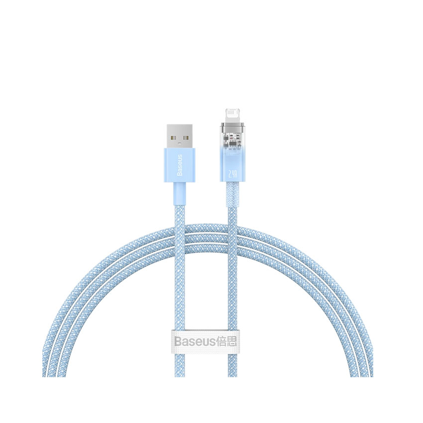 Cáp sạc nhanh tự ngắt hiệu Baseus Explorer Series USB to IP 2.4A 1m - Màu xanh dương