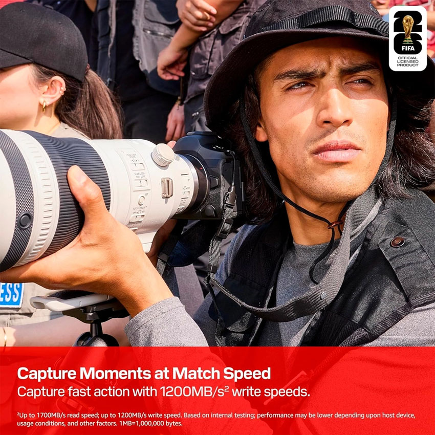 Thẻ nhớ SanDisk CFexpress Type B Card: FWC 2026 Edition PCIe 256GB Flashdrives 1700MB/s(R) / 1200MB/ - Hình 3