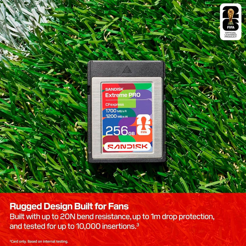 Thẻ nhớ SanDisk CFexpress Type B Card: FWC 2026 Edition PCIe 256GB Flashdrives 1700MB/s(R) / 1200MB/ - Hình 5