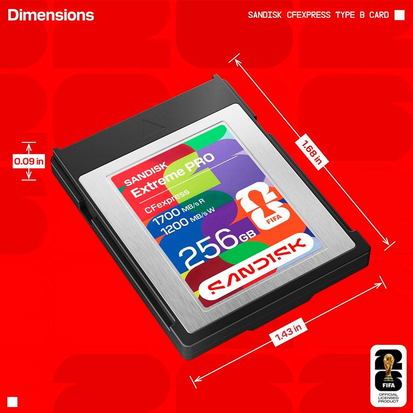 Thẻ nhớ SanDisk CFexpress Type B Card: FWC 2026 Edition PCIe 256GB Flashdrives 1700MB/s(R) / 1200MB/ - Hình 6