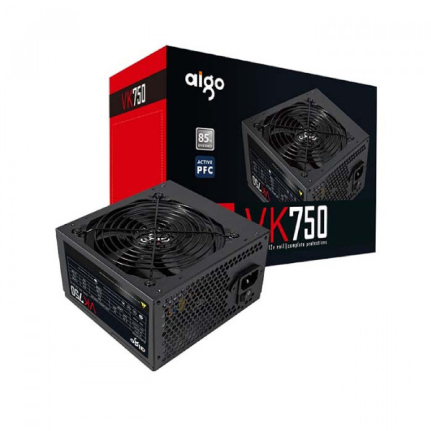 Nguồn máy tính AIGO VK750 - 750W (85 Plus/ Active PFC/ Single Rail) - Cũ đẹp (Box) chính hãng