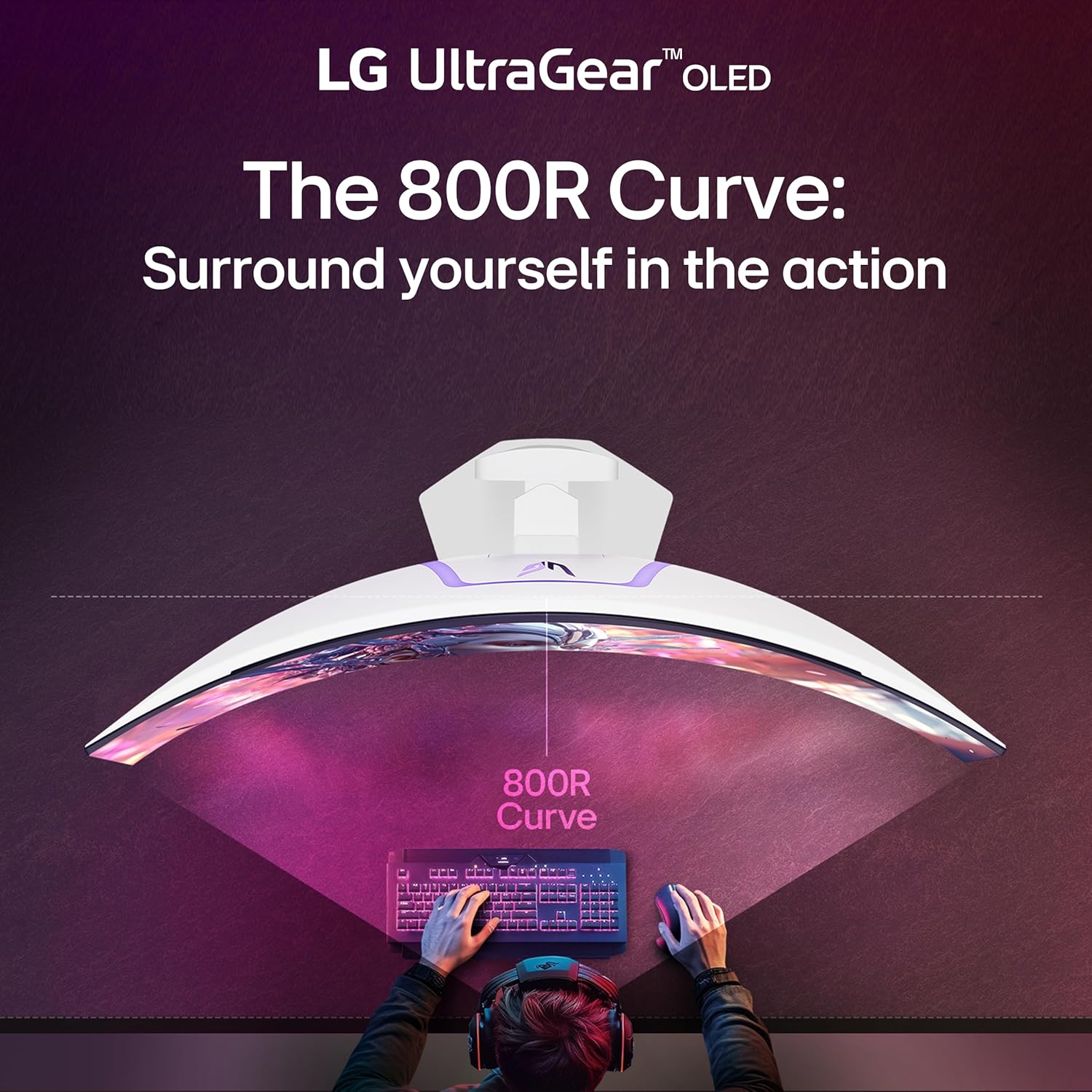 Màn hình LG UltraGear 39GX90SA-W sở hữu kích thước 39 inch với độ cong 800R đặc biệt, tạo nên trải nghiệm đắm chìm khó quên.