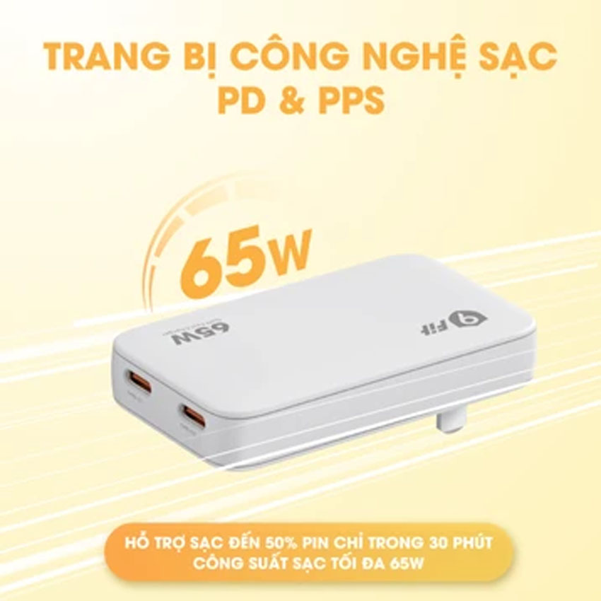 Sạc 9FIT Slim PD 65W 2C GaN Black - 9A652C07B - Hình 3