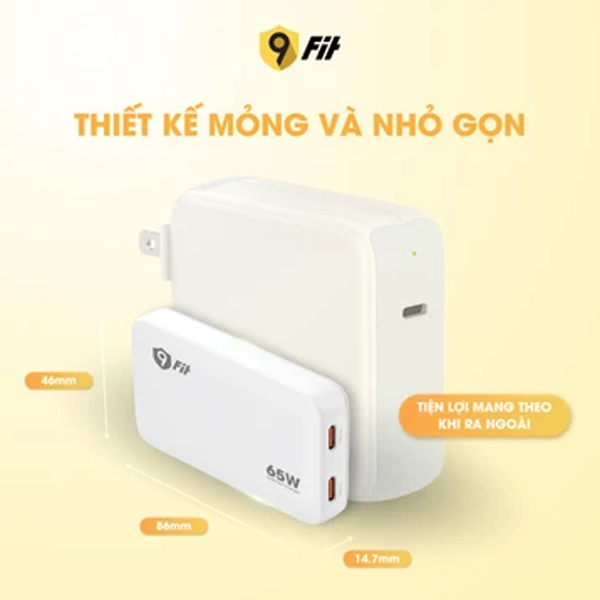 Sạc 9FIT Slim PD 65W 2C GaN Black - 9A652C07B - Hình 5