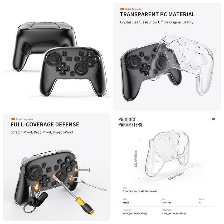 Bộ ốp bảo vệ trong suốt 5 in 1 cho Nintendo Switch 2 JYS-NS2329 9