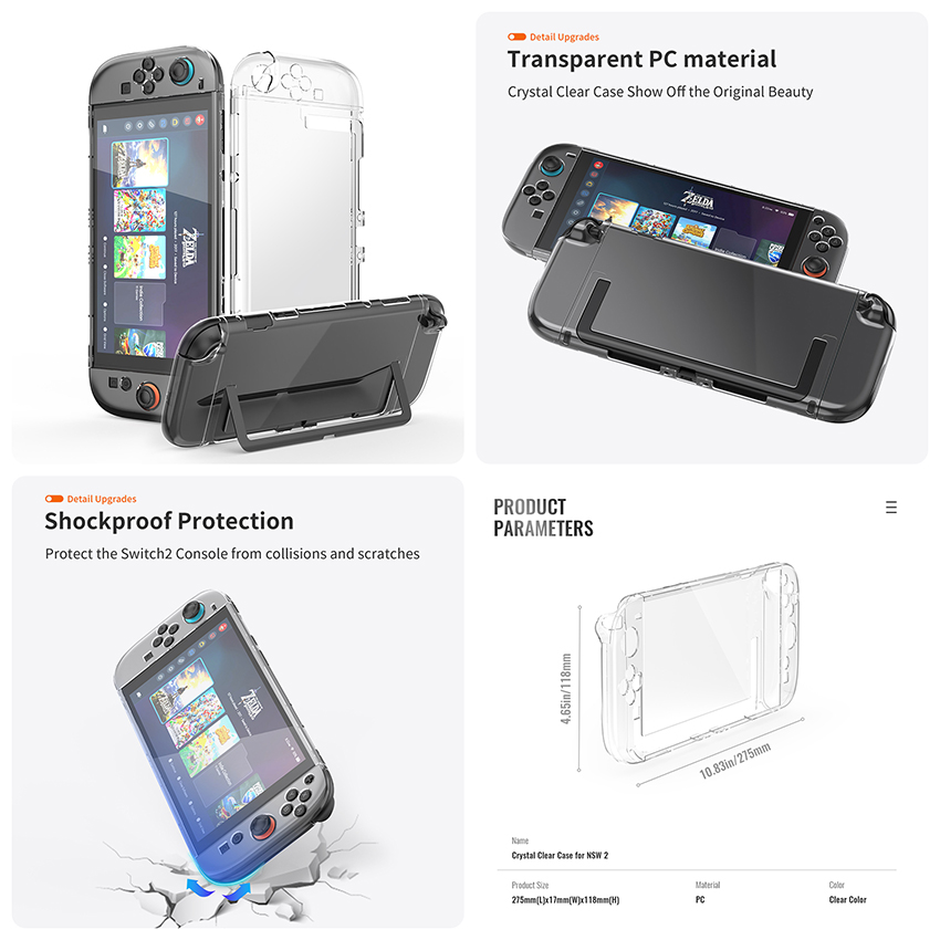 Bộ ốp bảo vệ trong suốt 5 in 1 cho Nintendo Switch 2 JYS-NS2329 11