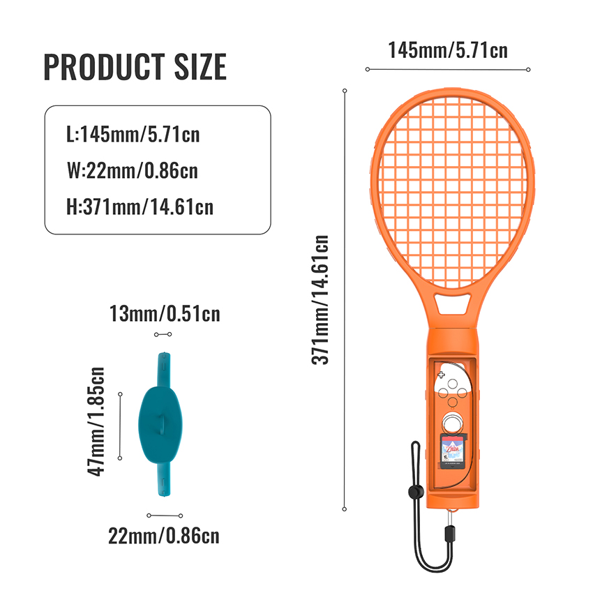 gay choi tenis racket for joy con switch 2 mau xanh pha cam jys ns2266 2