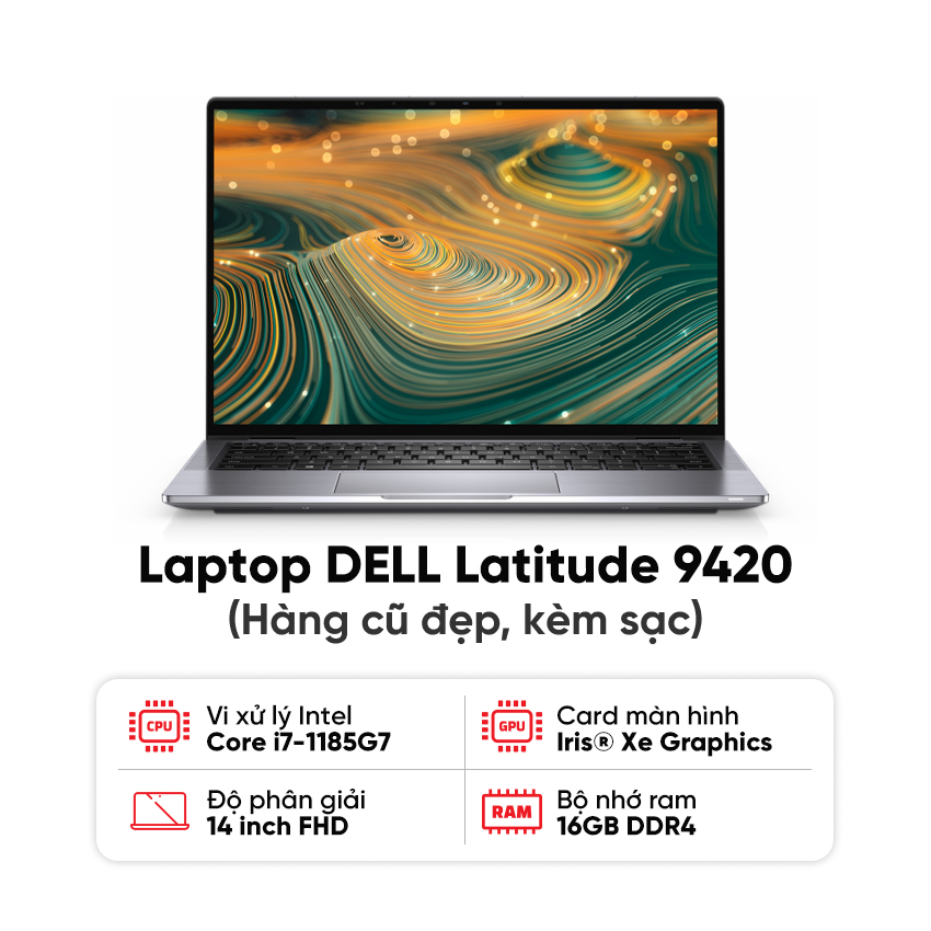 Laptop DELL Latitude 9420 (i7-1185G7 / 16GB RAM / 256GB SSD / Màn 14 inch FHD / Kèm sạc) - Hàng cũ đẹp