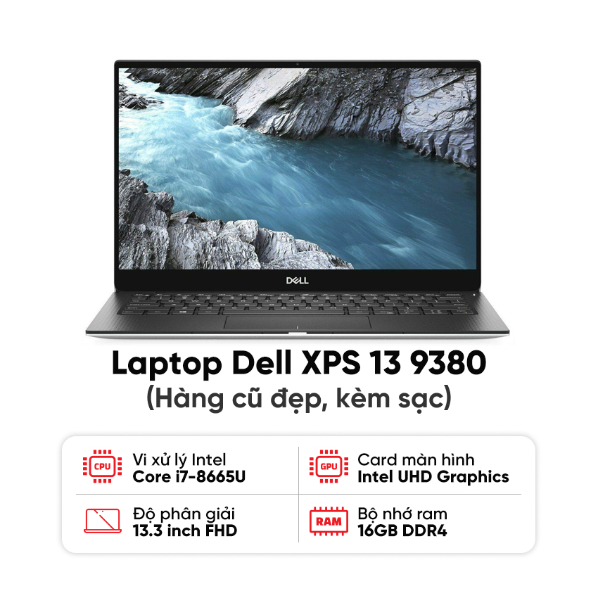 Laptop Dell XPS 13 9380 (i7-8665U / 16GB RAM / 256GB SSD / Màn 13.3 inch FHD / Cảm ứng / Kèm sạc) - Hàng cũ đẹp