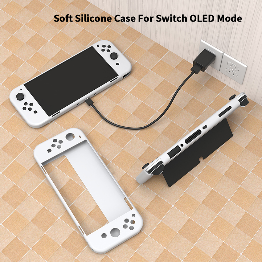 Ốp lưng silicone case bảo vệ cho Nintendo Switch OLED màu trắng JYS-NS223 2