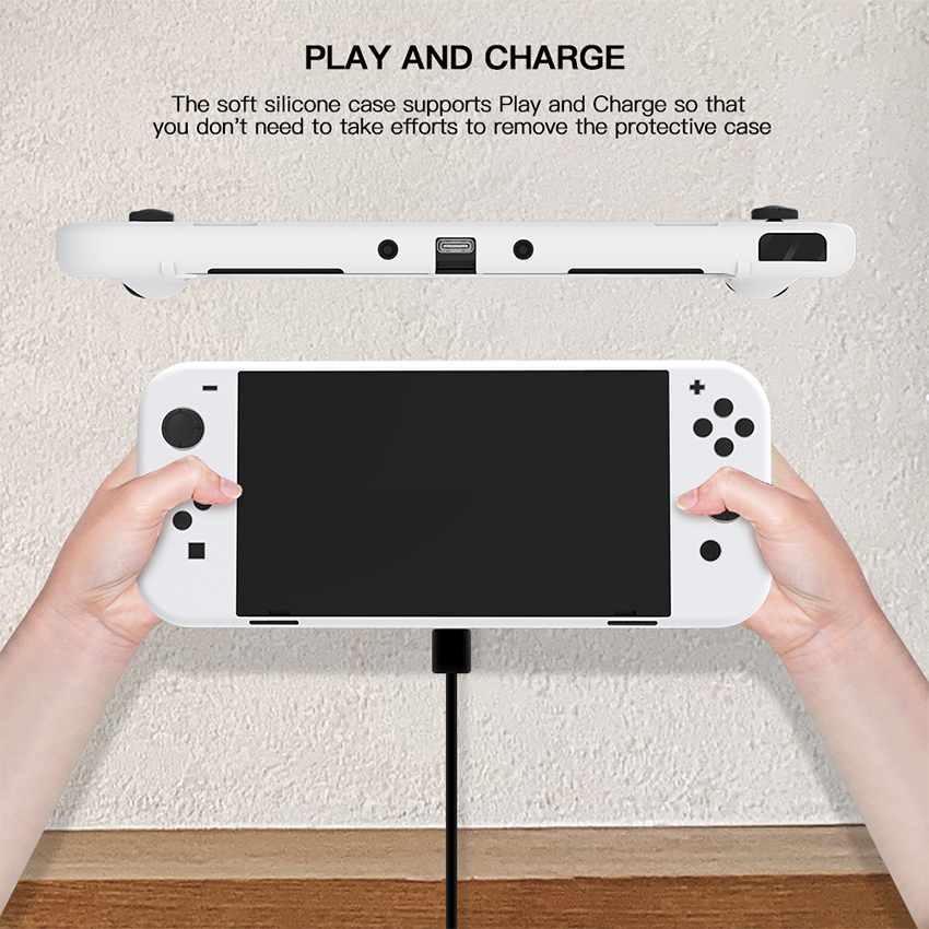 Ốp lưng silicone case bảo vệ cho Nintendo Switch OLED màu trắng JYS-NS223 3