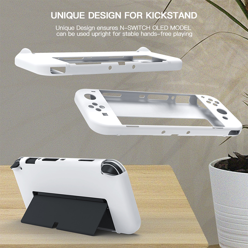 Ốp lưng silicone case bảo vệ cho Nintendo Switch OLED màu trắng JYS-NS223 4