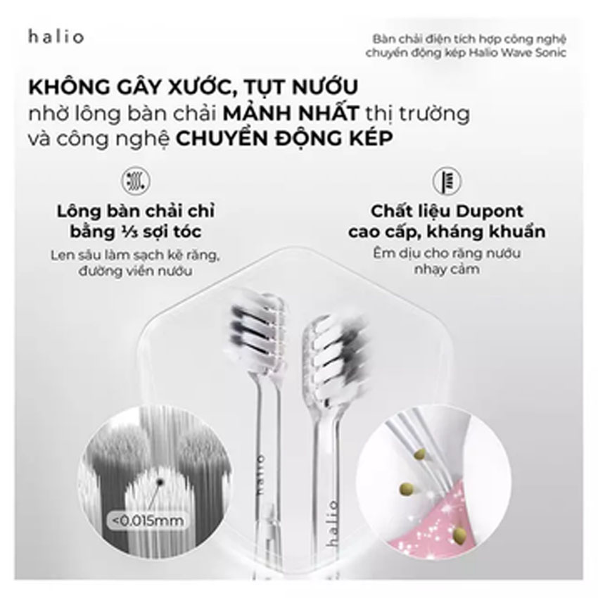 Bàn chải điện tích hợp công nghệ chuyển động kép Halio Wave Sonic Electric Toothbrush - Hồng 4