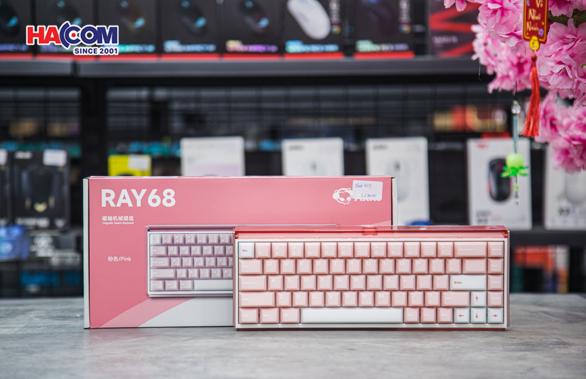 Bàn phím AKKO Ray68 Misty Pink & White 1