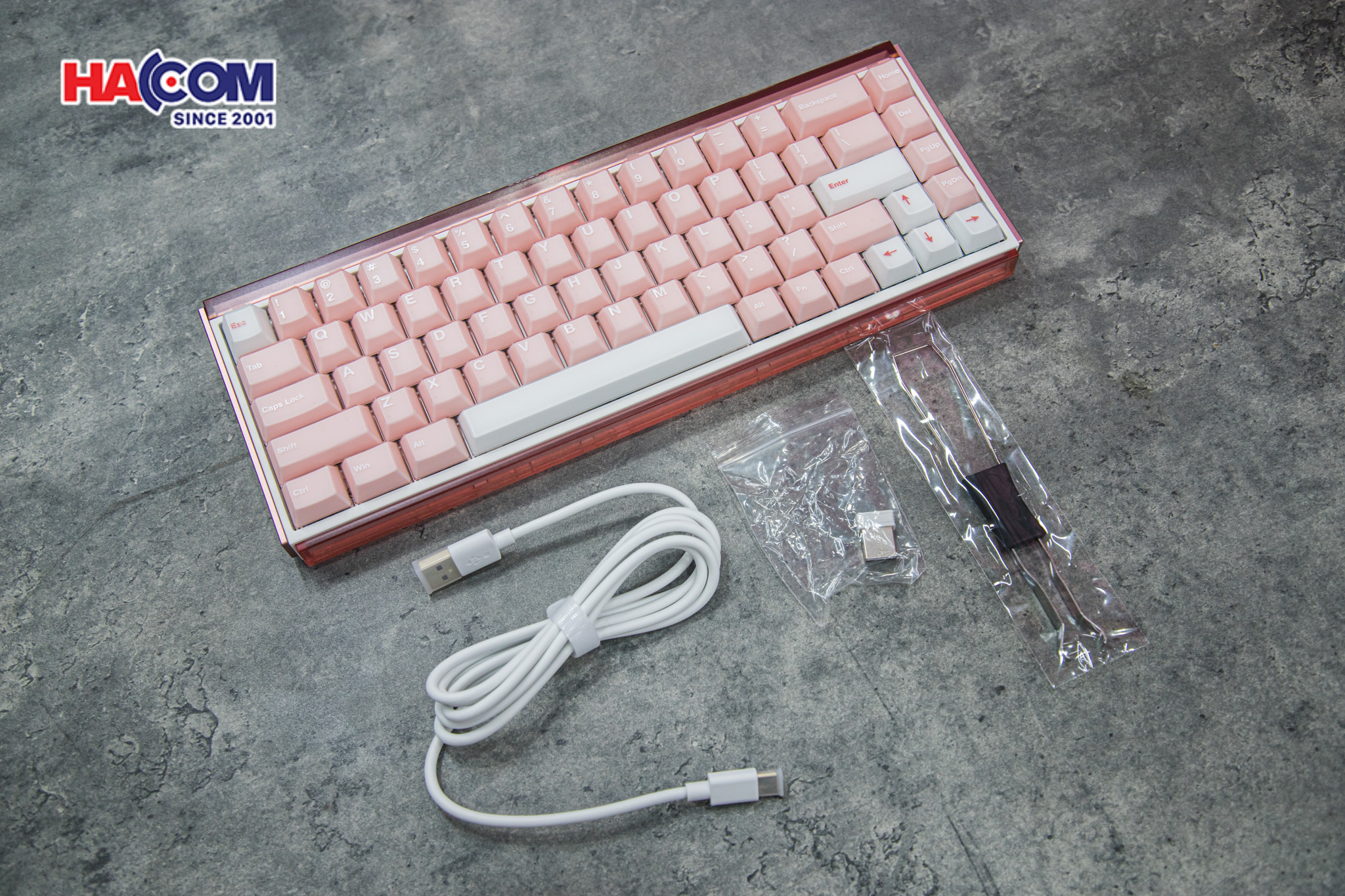 Bàn phím AKKO Ray68 Misty Pink & White 2