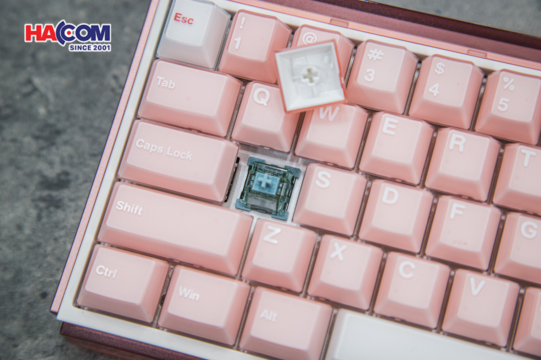 Bàn phím AKKO Ray68 Misty Pink & White 9