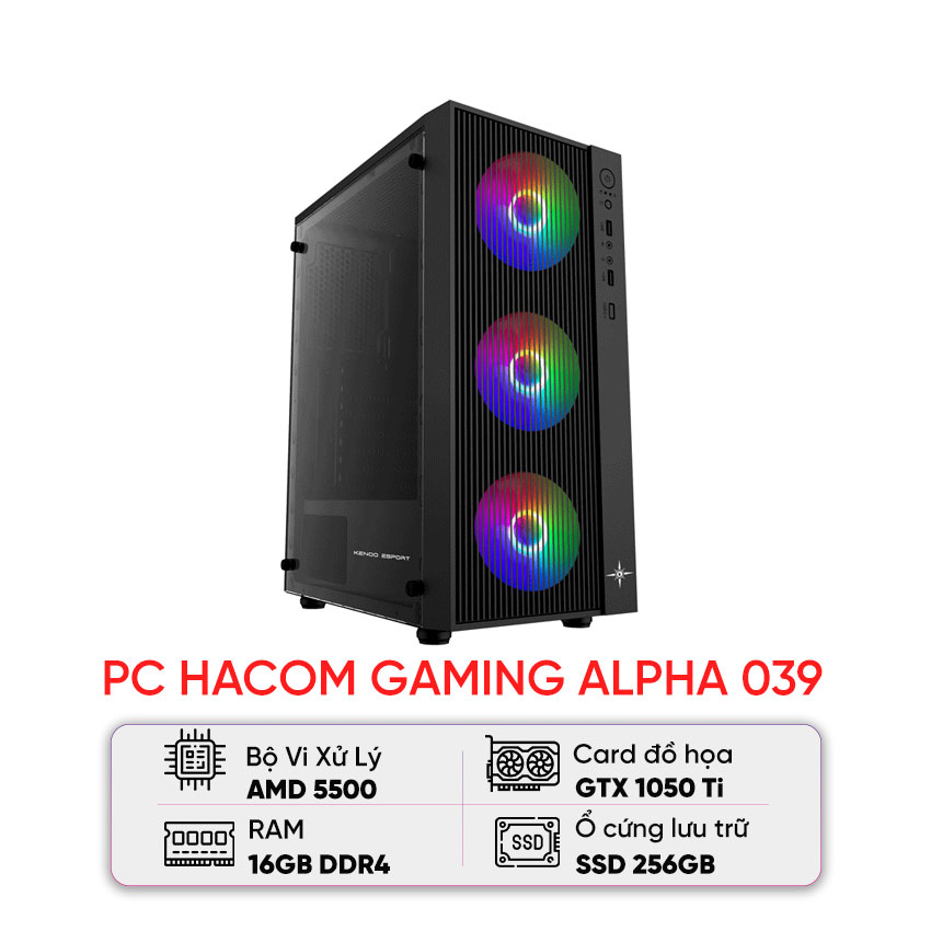 PC HACOM GAMING ALPHA 039 (Ryzen 5 5500/16GB RAM/256GB SSD/GTX 1050Ti)