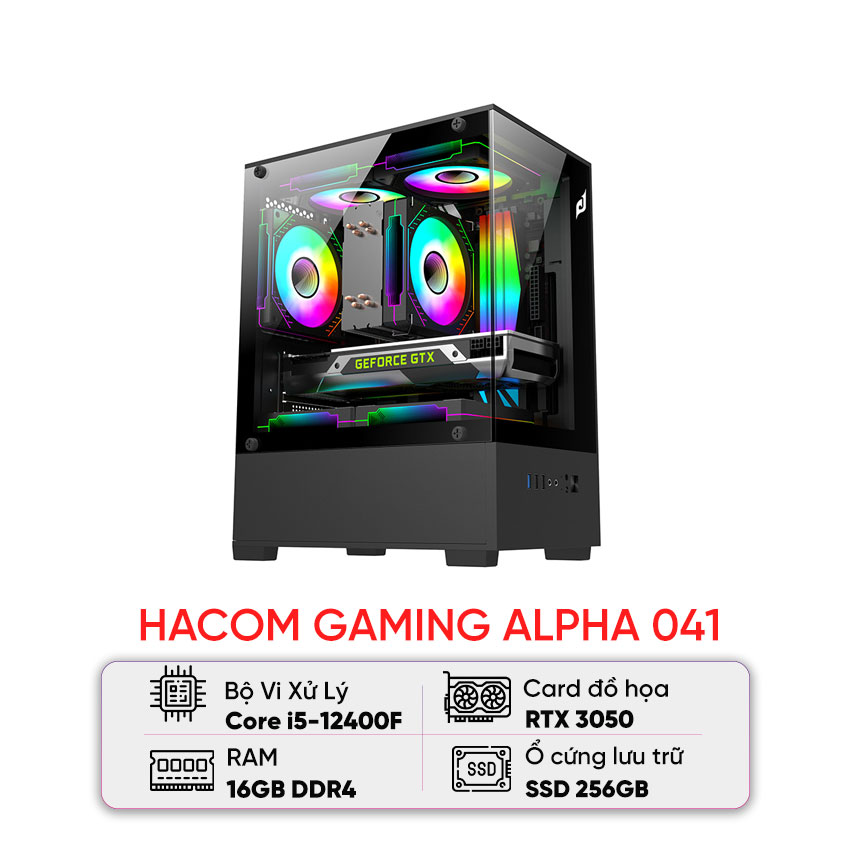 PC HACOM GAMING ALPHA 041 (I5 12400F/H610/16GB RAM/256GB SSD/RTX 3050)