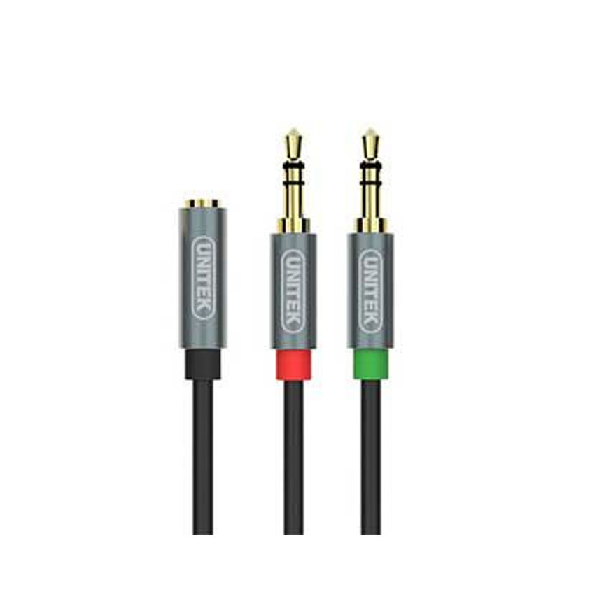 Cáp Audio gộp 2 cổng Mic & Loa vào 1 cổng 3,5mm UNITEK Y-C 957ABK 20cm - Hình 1