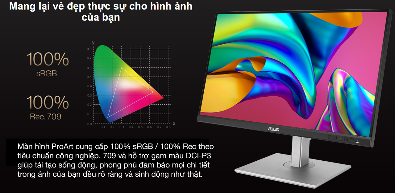 màn hình chuẩn màu ASUS ProArt 2K chính là độ sai lệch màu Delta E < 2.