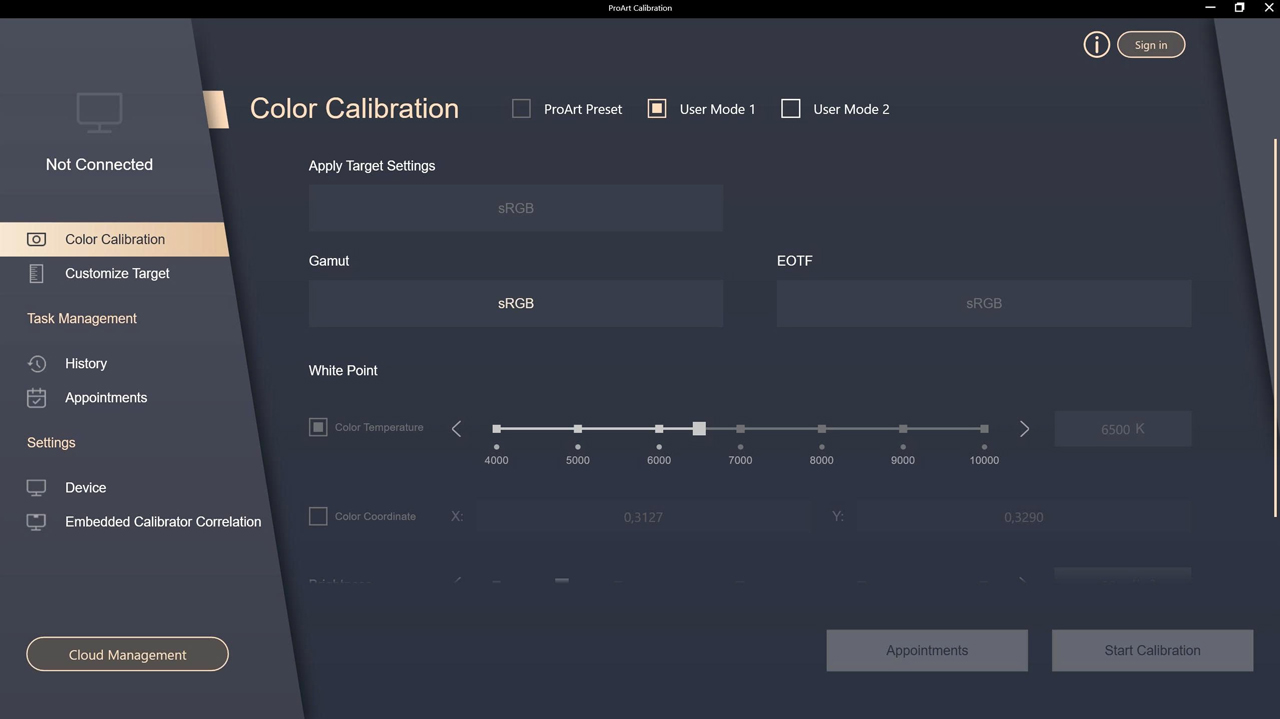 Tính năng ProArt Palette cho phép điều chỉnh gamma nhiệt độ màu và độ sáng một cách cực kỳ chi tiết