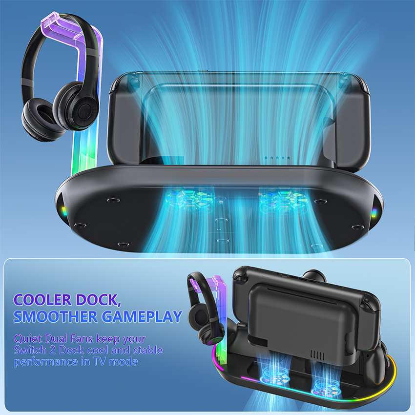 Đế sạc kiêm giá đỡ đa năng for Switch 2 màu đen JYS-NS2322 10