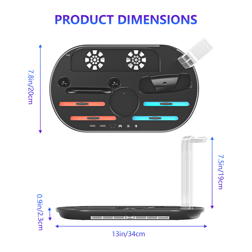 Đế sạc kiêm giá đỡ đa năng for Switch 2 màu đen JYS-NS2322 11