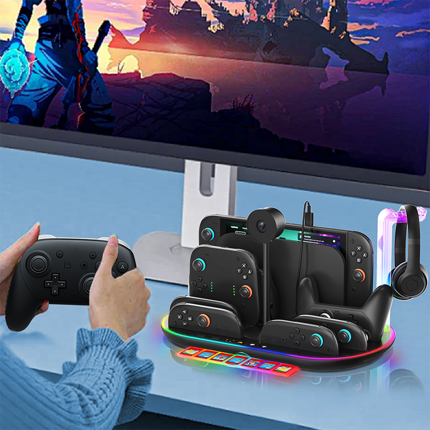 Đế sạc kiêm giá đỡ đa năng for Switch 2 màu đen JYS-NS2322 5