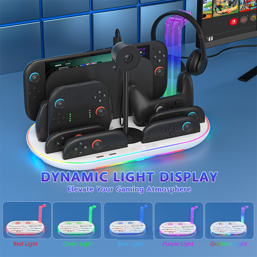 Đế sạc kiêm giá đỡ đa năng for Switch 2 màu trắng JYS-NS2322 9