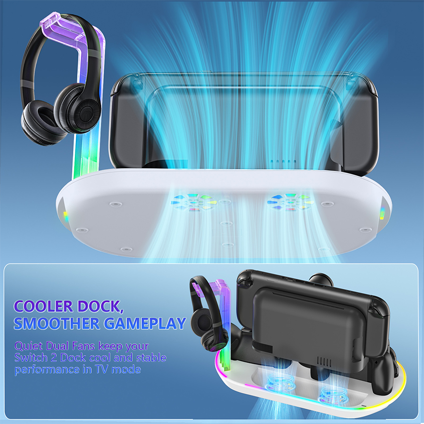 Đế sạc kiêm giá đỡ đa năng for Switch 2 màu trắng JYS-NS2322 13