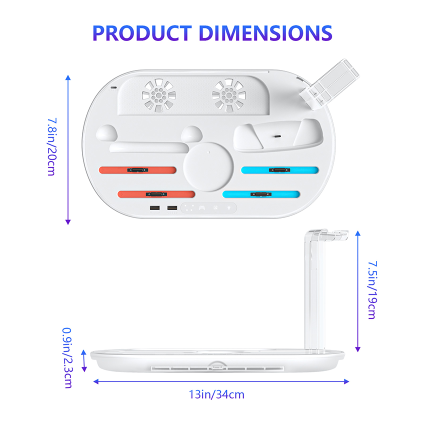 Đế sạc kiêm giá đỡ đa năng for Switch 2 màu trắng JYS-NS2322 14