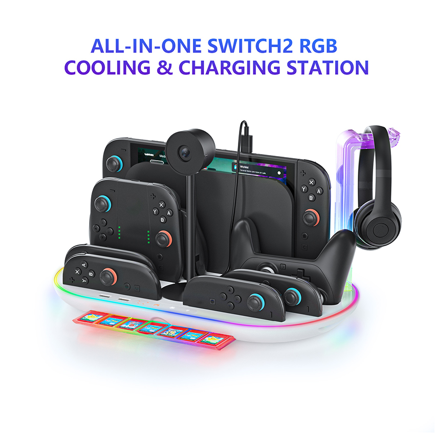 Đế sạc kiêm giá đỡ đa năng for Switch 2 màu trắng JYS-NS2322 1