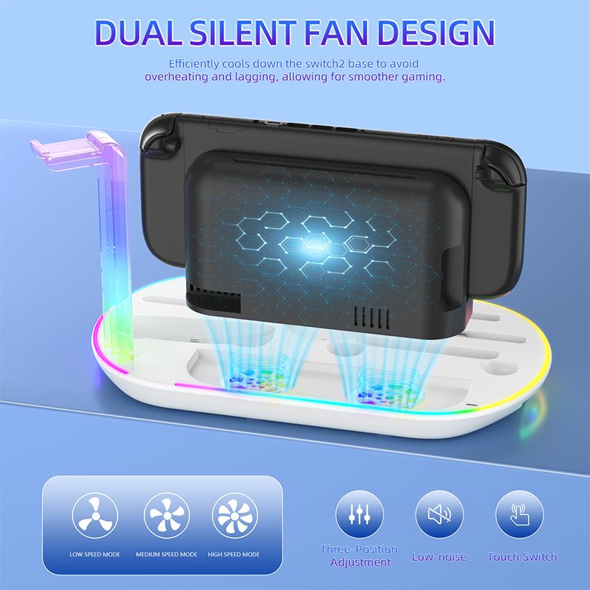 Đế sạc kiêm giá đỡ đa năng for Switch 2 màu trắng JYS-NS2322 3