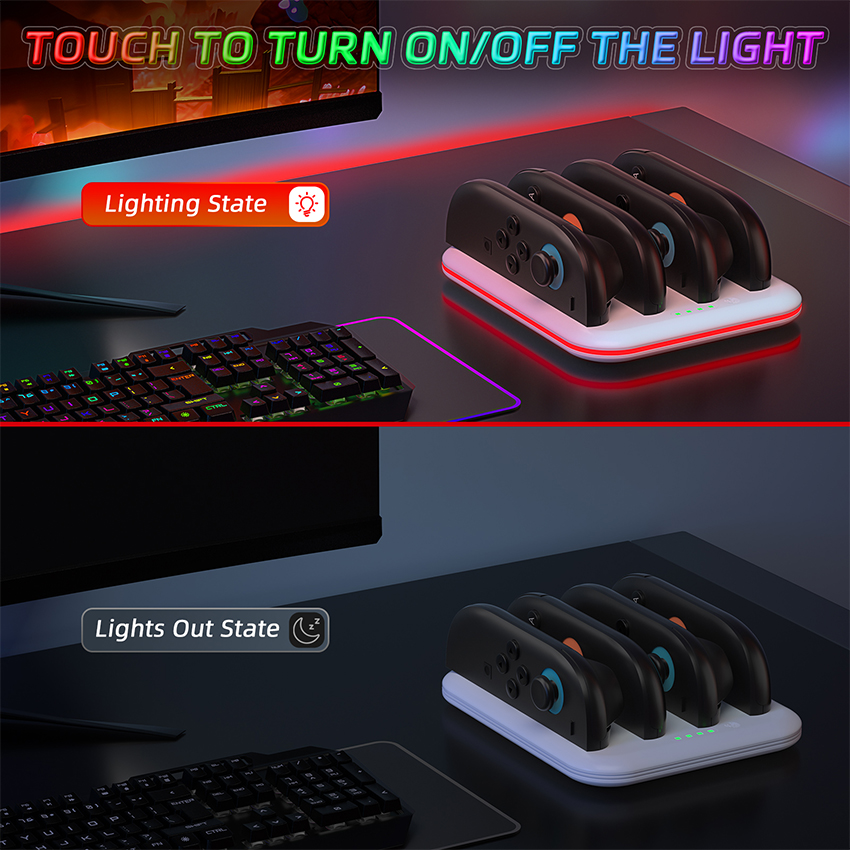 Dock sạc 4 ngăn có dây cho Joy-con Swich 2 màu trắng JYS-NS2303 3