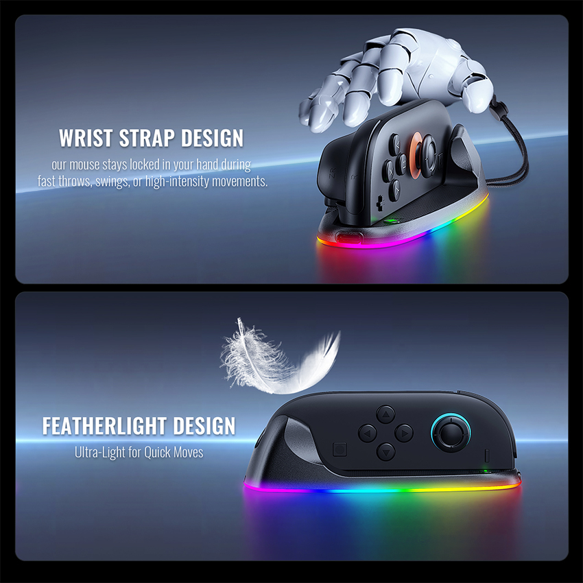 Dock sạc RGB Gaming Mouse Rechargeable Hand Grips for Switch 2 màu đen JYS-NS2320 5